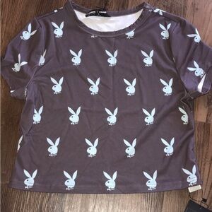PLAYBOY Bunny Print T-Shirt BUNNY ON REPEAT Adult small or juniors XL